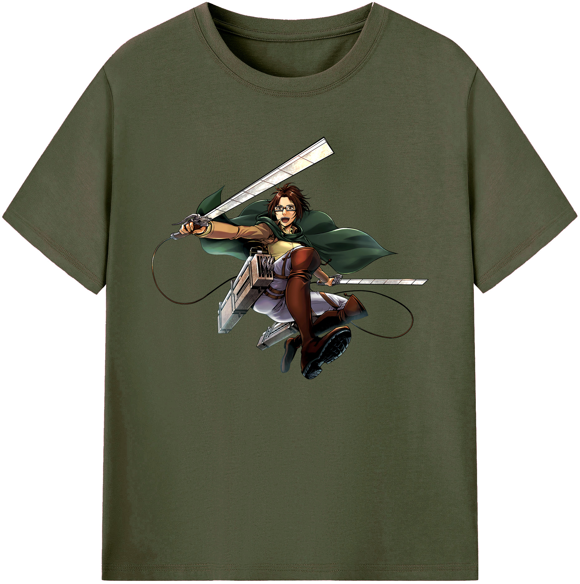 （画像用） 進撃の巨人 ハンジ·ゾエ Attack on Titan Hanji Zoe 綿100％ メンズ半袖Tシャツ｜肌触りやわらか＆通気性